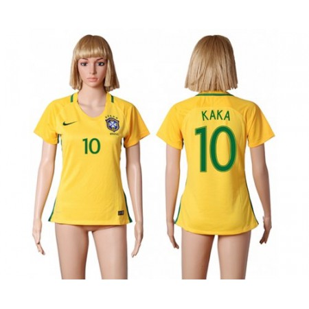 Women's Brazil #10 Kaka Home Soccer Country Jersey