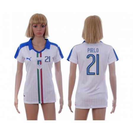 Women's Italy #21 Pirlo Away Soccer Country Jersey