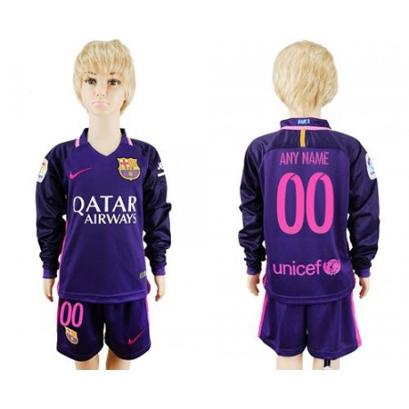 Barcelona Personalized Away Long Sleeves Kid Soccer Club Jersey
