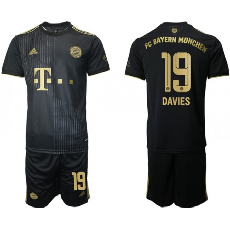 Men's FC Bayern Munchen #19 Alphonso Davies Black Away Soccer Jersey Suit