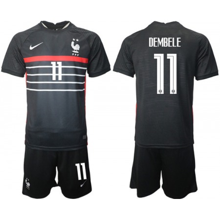 Men's France #11 Dembele Black Home Soccer Jersey Suit