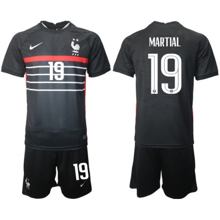 Men's France #19 Martial Black Home Soccer Jersey Suit