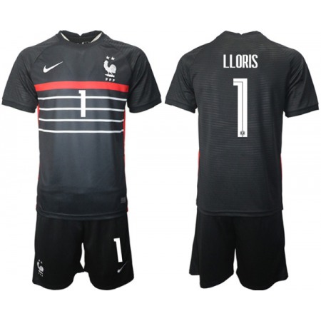 Men's France #1 Lloris Black Home Soccer Jersey Suit
