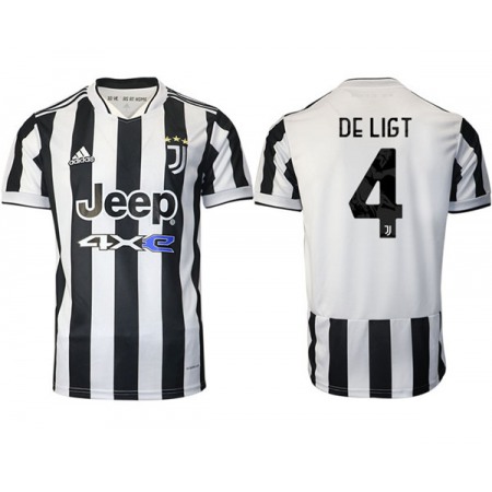 Men's Juventus #4 Matthijs de Ligt White/Black Home Soccer Jersey