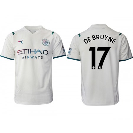 Men's Manchester City #17 Kevin De Bruyne 2021/22 White Away Soccer Jersey