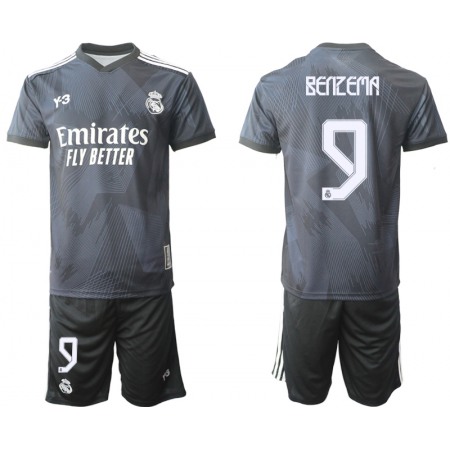 Men's Real Madrid #9 Karim Benzema 22/23 Black Soccer Jersey Suit