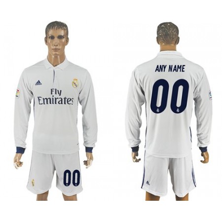 Real Madrid Personalized Home Long Sleeve Soccer Club Jersey