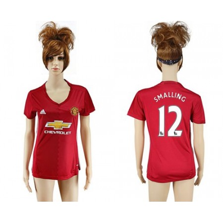 Women's Manchester United #12 Smalling Red Home Soccer Club Jersey