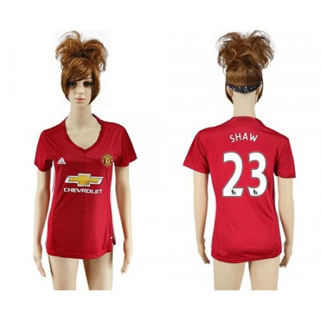 Women's Manchester United #23 Shaw Red Home Soccer Club Jersey