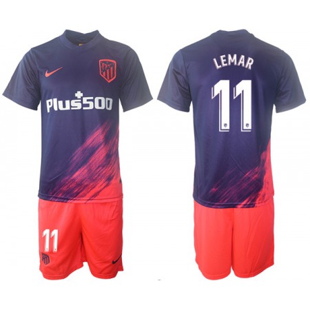 Men's Athletic De Madrid #11 Thomas Lemar Purple Away Soccer Jersey Suit
