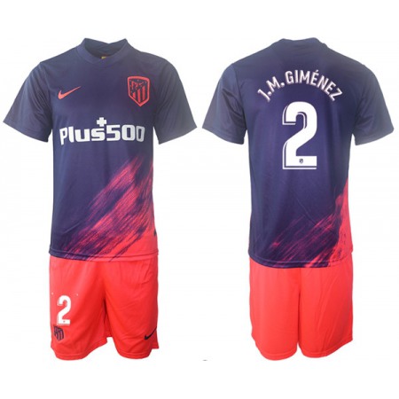 Men's Athletic De Madrid #2 Jose Gimenez Purple Away Soccer Jersey Suit