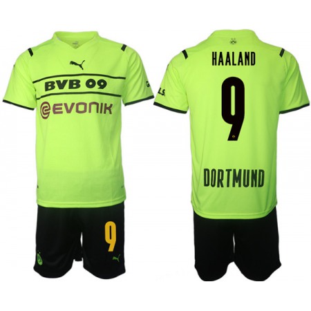 Men's Borussia Dortmund #9 Erling Haaland 2021/22 Green PUMA Cup Soccer Jersey Suit