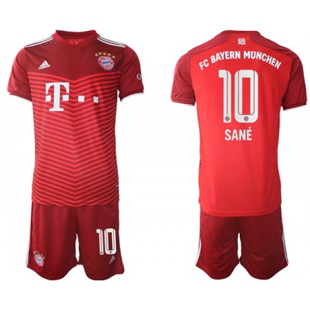Men's FC Bayern Munchen #10 Leroy Sane Red Home Soccer Jersey Suit
