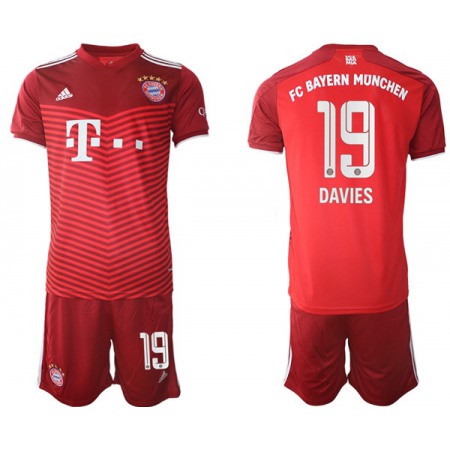 Men's FC Bayern Munchen #19 Alphonso Davies Red Home Soccer Jersey Suit