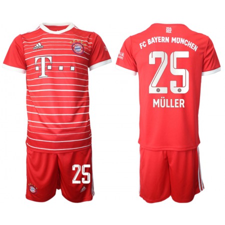 Men's FC Bayern Munchen #25 Thomas Muller 22/23 Red Home Soccer Jersey Suit
