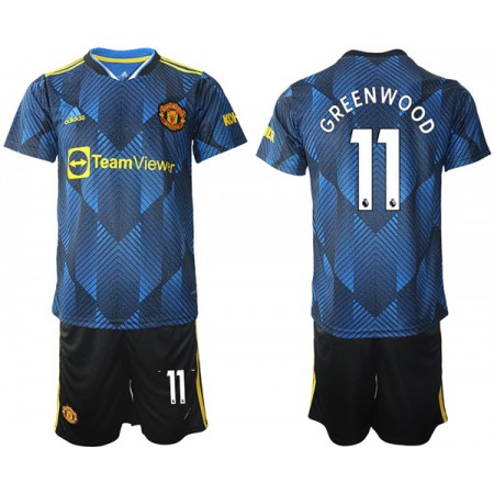 Men's Manchester United #11 Mason Greenwood Blue Away Soccer Jersey Suit