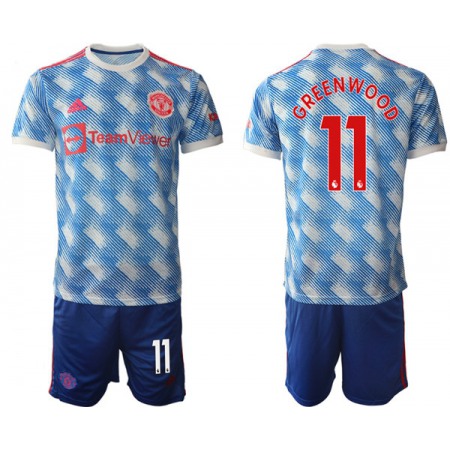 Men's Manchester United #11 Mason Greenwood Light Blue Away Soccer Jersey Suit