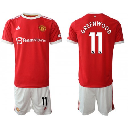 Men's Manchester United #11 Mason Greenwood Red Home Soccer Jersey Suit