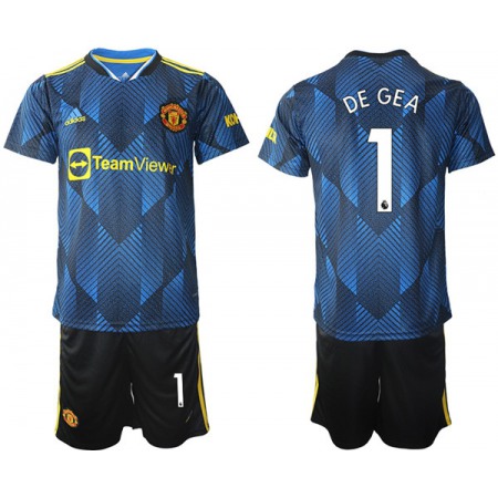 Men's Manchester United #1 David de Gea Blue Away Soccer Jersey Suit