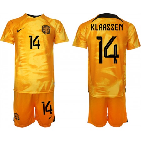 Men's Netherlands #14 Klaassen Orange Home Soccer Jersey Suit