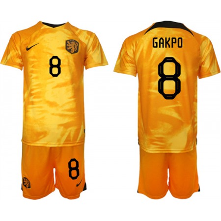 Men's Netherlands #8 Gakpo Orange Home Soccer Jersey Suit