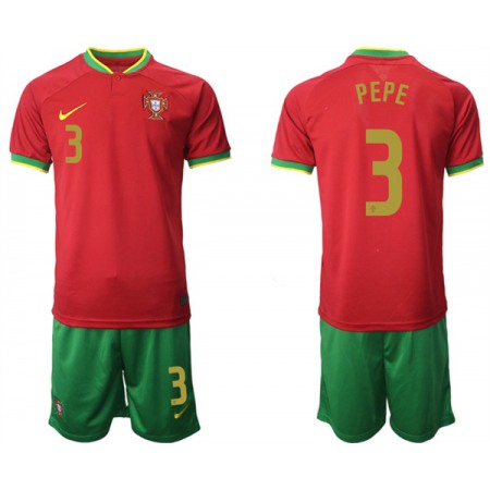 Men's Portugal #3 Pepe Red Home Soccer Jersey Suit