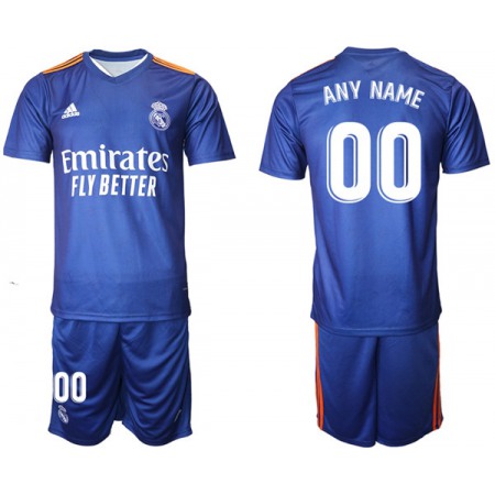 Men's Real Madrid Custom 2021/22 Blue Away Soccer Jersey Suit