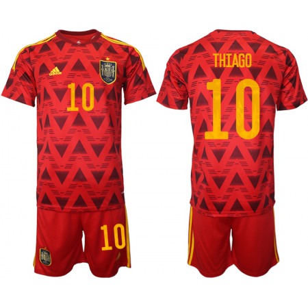 Men's Spain #10 Thiago Red Home Soccer Jersey Suit