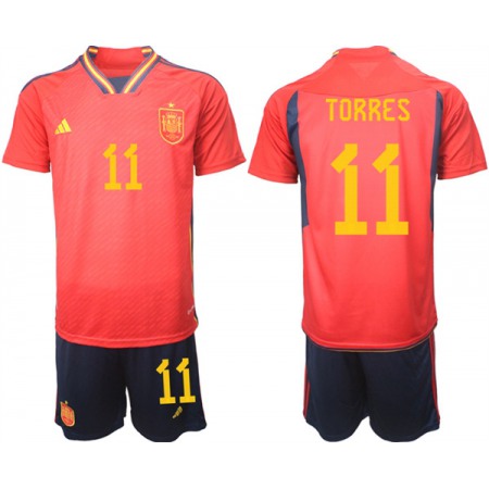 Men's Spain #11 Torres Red Home Soccer Jersey Suit