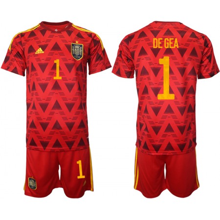 Men's Spain #1 David de Gea Red Home Soccer Jersey Suit