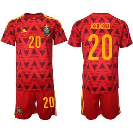 Men's Spain #20 Asensio Red Home Soccer Jersey Suit