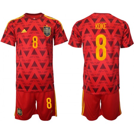 Men's Spain #8 Koke Red Home Soccer Jersey Suit