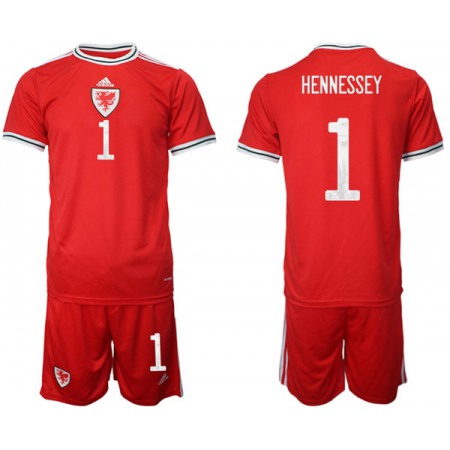 Men's Wales #1 Hennessey Red Home Soccer Jersey Suit