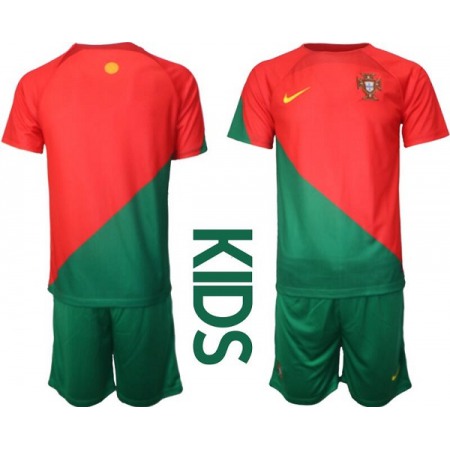 Youth Portugal Team Custom Red Green Home Soccer Jersey Suit