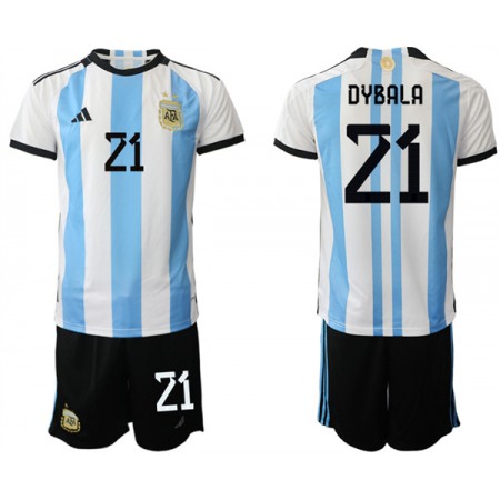 Men's Argentina #21 Dybala White/Blue 2022 FIFA World Cup Home Soccer Jersey Suit