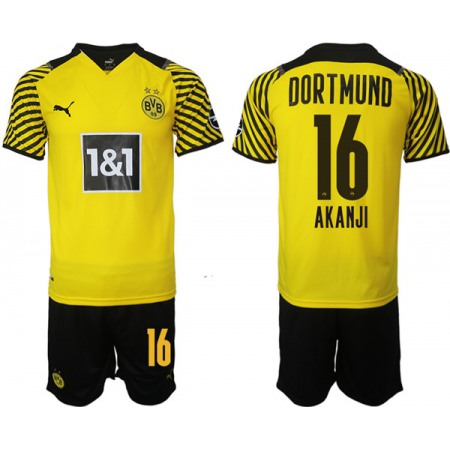 Men's Borussia Dortmund #16 Manuel Akanji Yellow Home Soccer Jersey Suit
