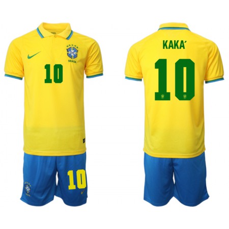 Men's Brazil #10 Kaka Yellow Home Soccer Jersey Suit