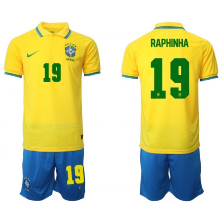 Men's Brazil #19 Raphinha Yellow Home Soccer Jersey Suit