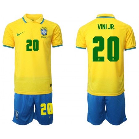 Men's Brazil #20 Vini Jr. Yellow Home Soccer Jersey Suit