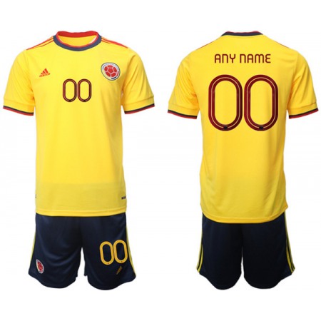 Men's Colombia Custom Yellow Home Soccer Jersey Suit