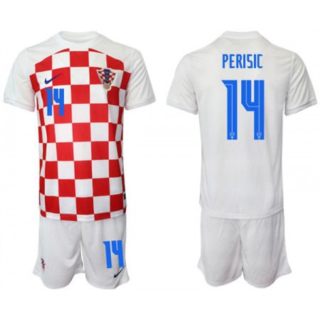 Men's Croatia #14 Perisic White Home Soccer Jersey Suit