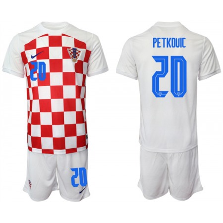 Men's Croatia #20 Petkduic White Home Soccer Jersey Suit