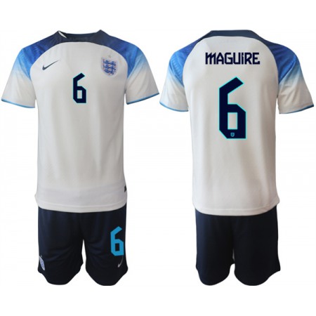 Men's England #6 Maguire White Home Soccer Jersey Suit