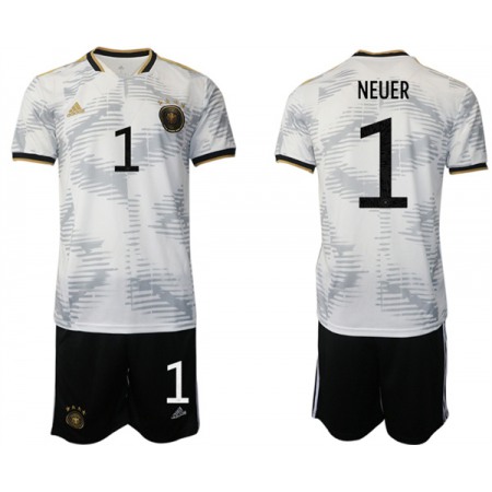 Men's Germany #1 Neuer White 2022 FIFA World Cup Home Soccer Jersey Suit