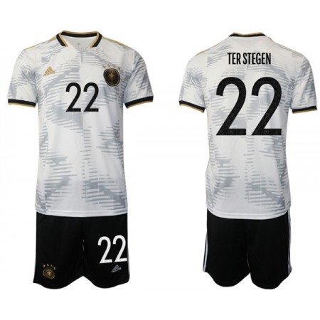 Men's Germany #22 Ter Stegen White 2022 FIFA World Cup Home Soccer Jersey Suit