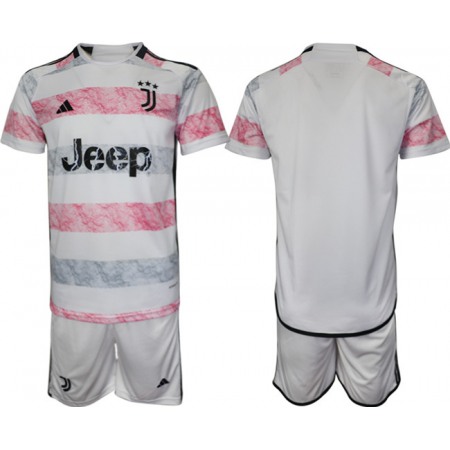 Men's Juventus FC Custom 2023/24 White/Pink Away Soccer Jersey Suit