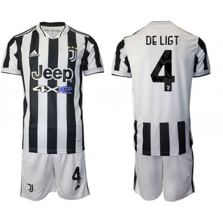 Men's Juventus #4 Matthijs de Ligt White/Black Home Soccer Jersey Suit