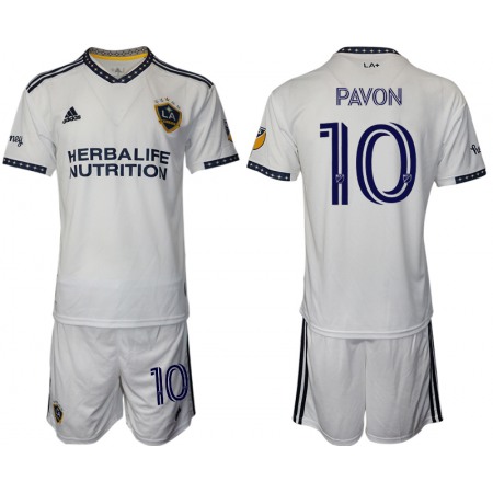 Men's LA Galaxy #10 Pavon White Home Soccer Jersey Suit