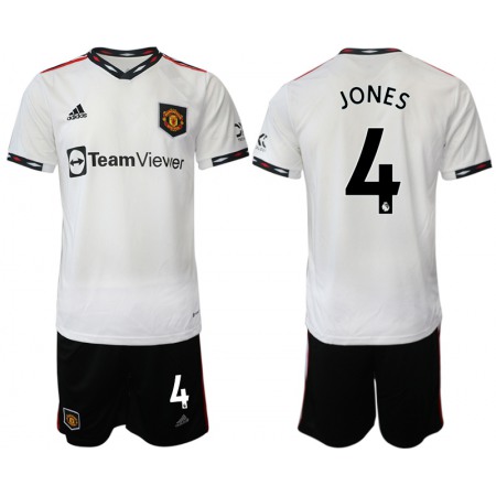 Men's Manchester United #4 Jones White Away Soccer Jersey Suit
