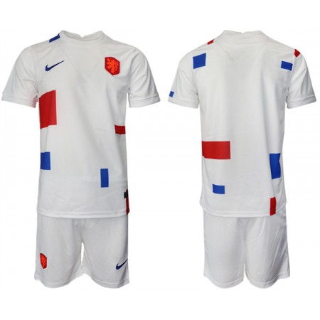 Men's Netherlands Blank White Away Soccer Jersey Suit